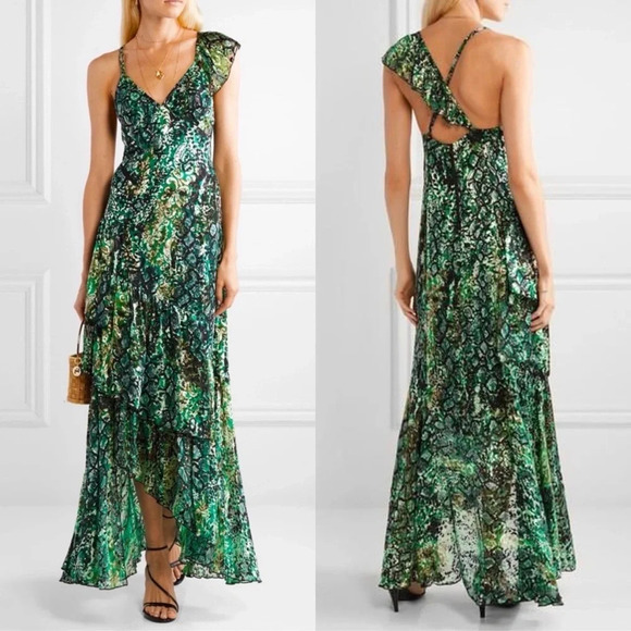 Alice + Olivia Dresses & Skirts - 🆕 ALICE + OLIVIA Emerald Green Shanel Animal Print Maxi Dress Sz 4
